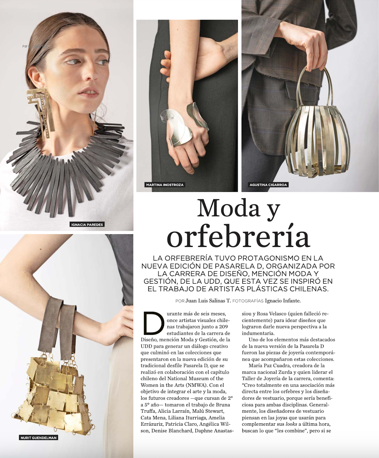 Publicación de prensa Moda y orfebrería, con fotografía de la joyería Morphos